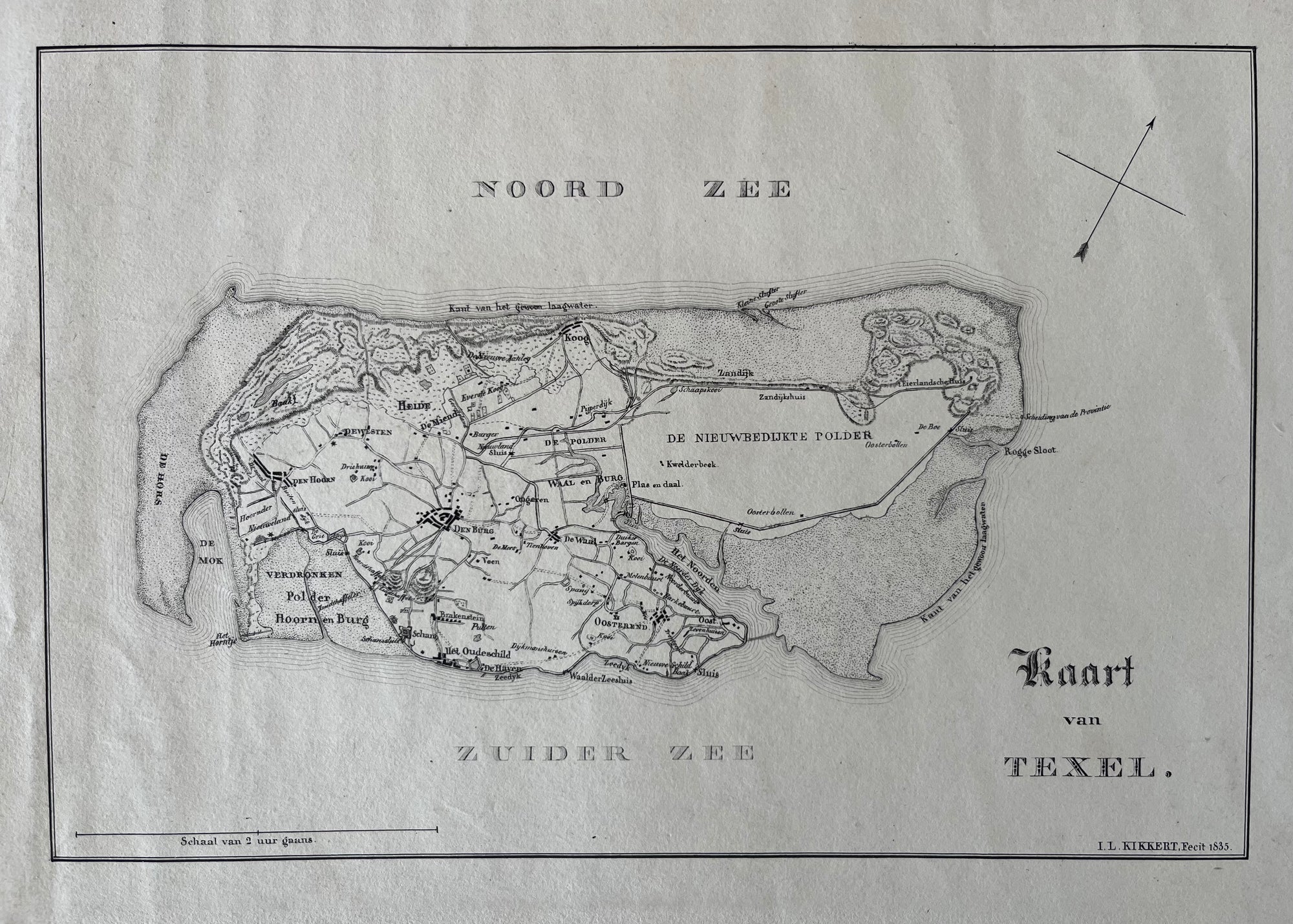  old map, antique map, holland, north holland, noord holland, engraving, texel, dutch, noordzee, zuiderzee, den burg,den hoorn, oudeschild,, verdronken polder, de mok, oude kaart, antieke kaart, de waal,oosterend, kikkert, waddeneiland, Waddenzee