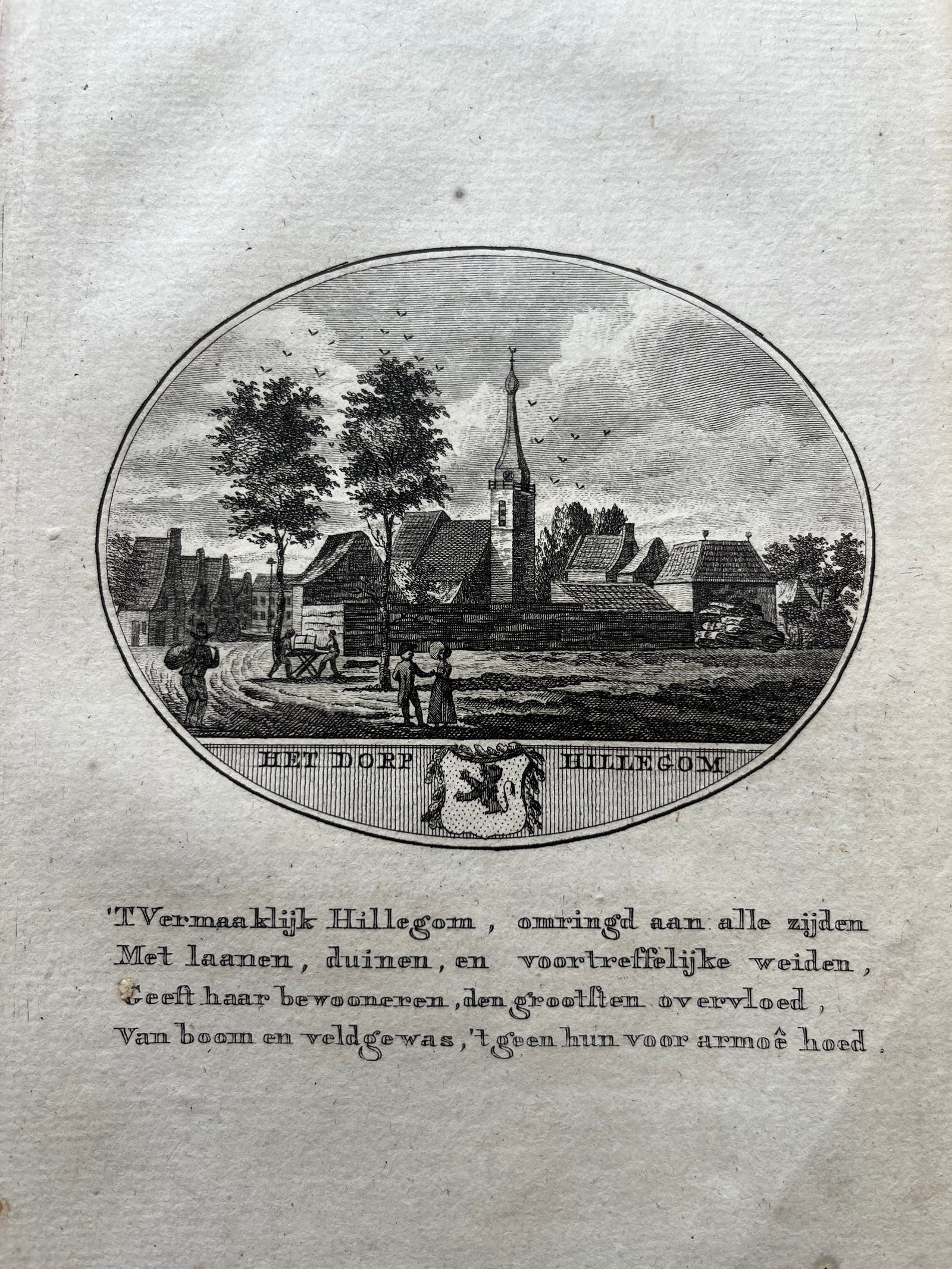  Hillegom, old print, antique prints, oude prent, antieke prent, engraving, gravure, brouwer, ollefen, bakker, holland, city view, gezicht, zuid holland, dutch